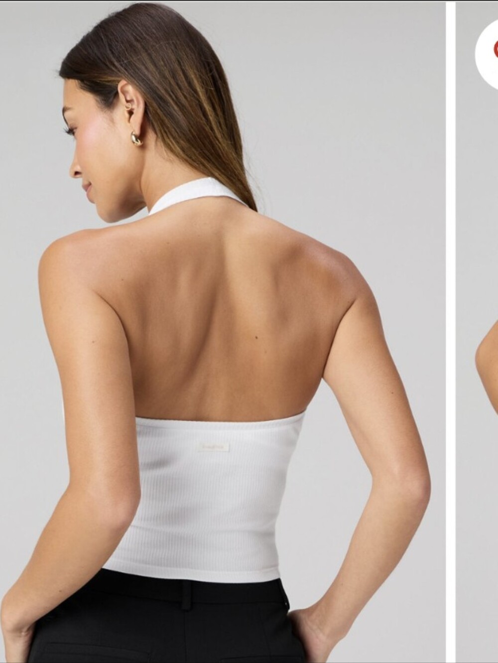 Fabletics White Modal Rib V-Halter Tank - Picture 3 of 4